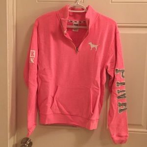 Bright pink Victoria’s Secret quarter zip